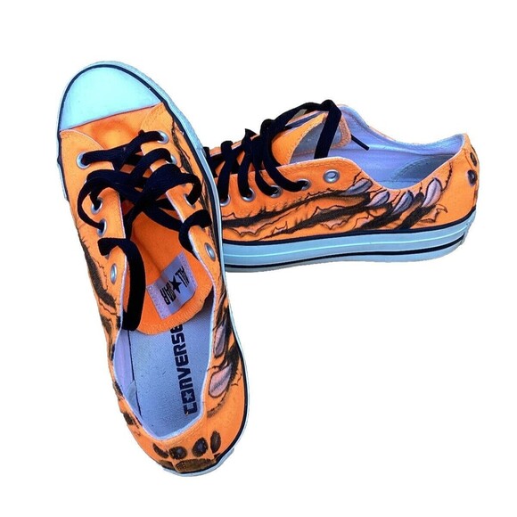Converse All Star 131275F Orange Mens Size 7 Women’s 9 Customized Claws/ Prints - Picture 7 of 12